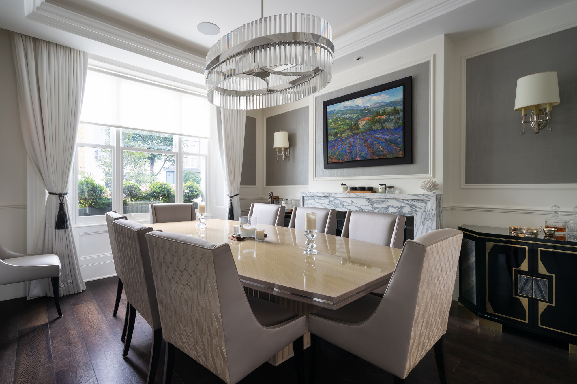For Sale: Ledbury Road Notting Hill W11 luxury dining room with contemporary chandelier