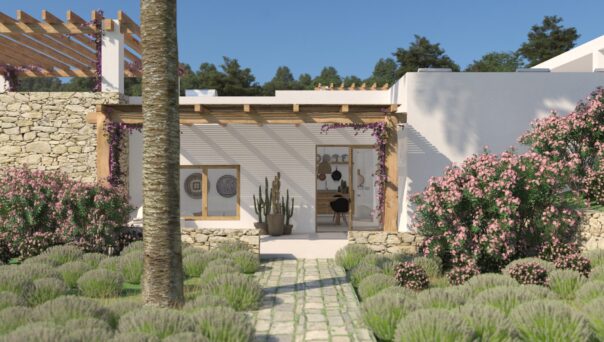 Render showing the exterior of a luxury villa for sale in Ibiza