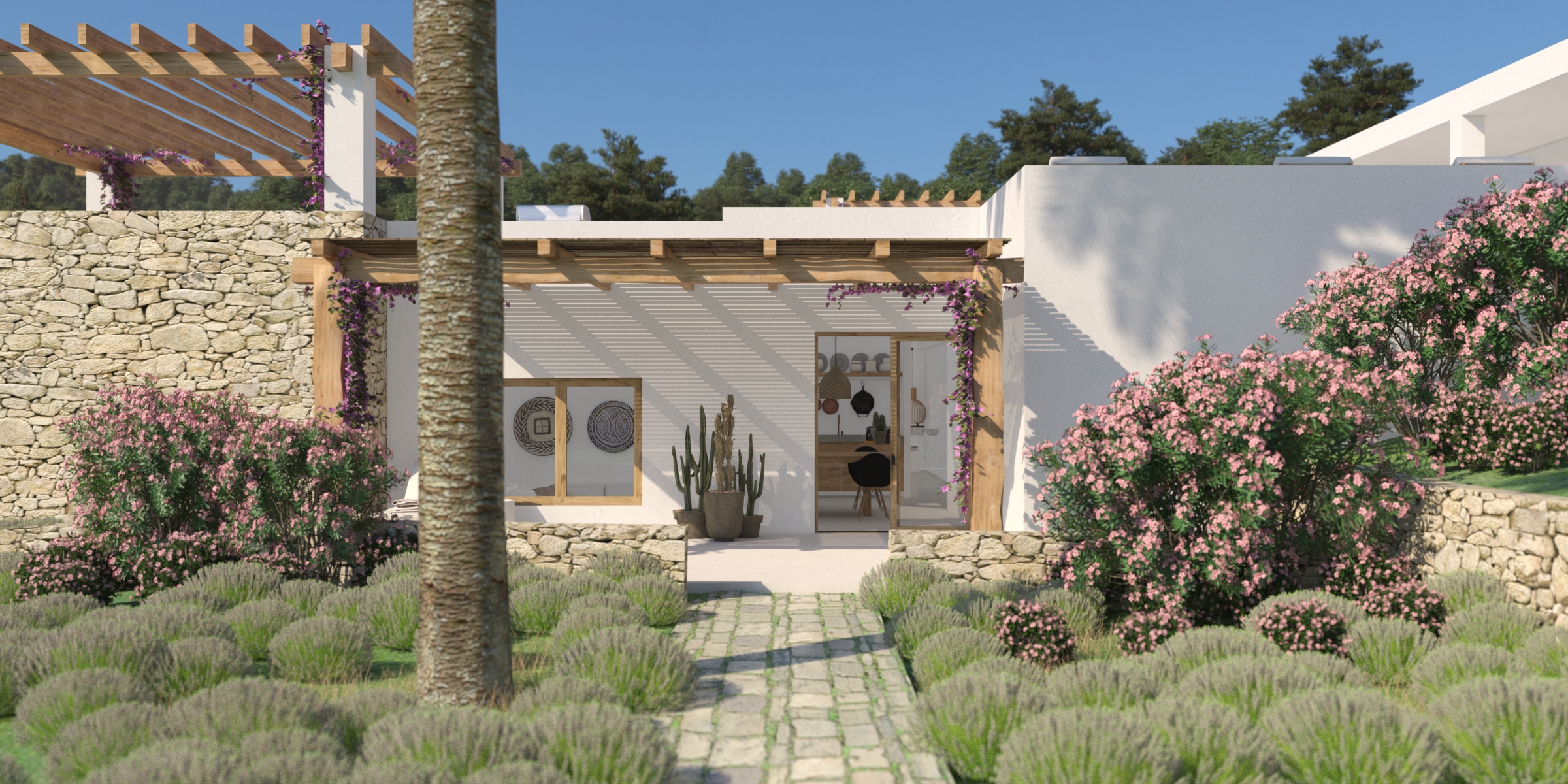 Render showing the exterior of a luxury villa for sale in Ibiza
