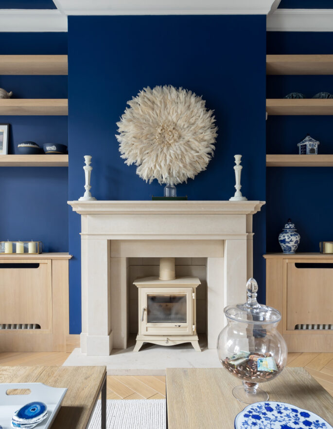Fireplace and blue wall Astell Street