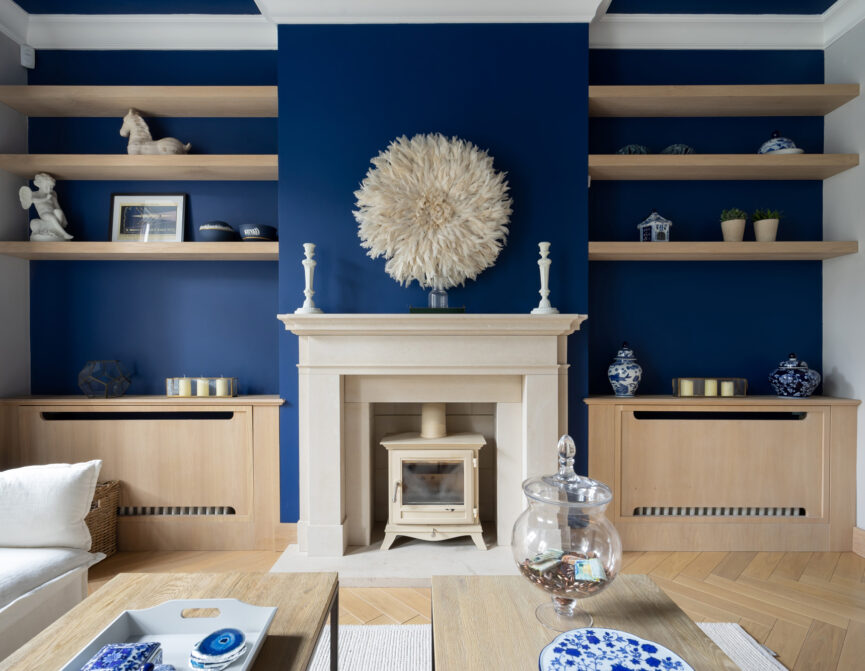 Fireplace and blue wall Astell Street