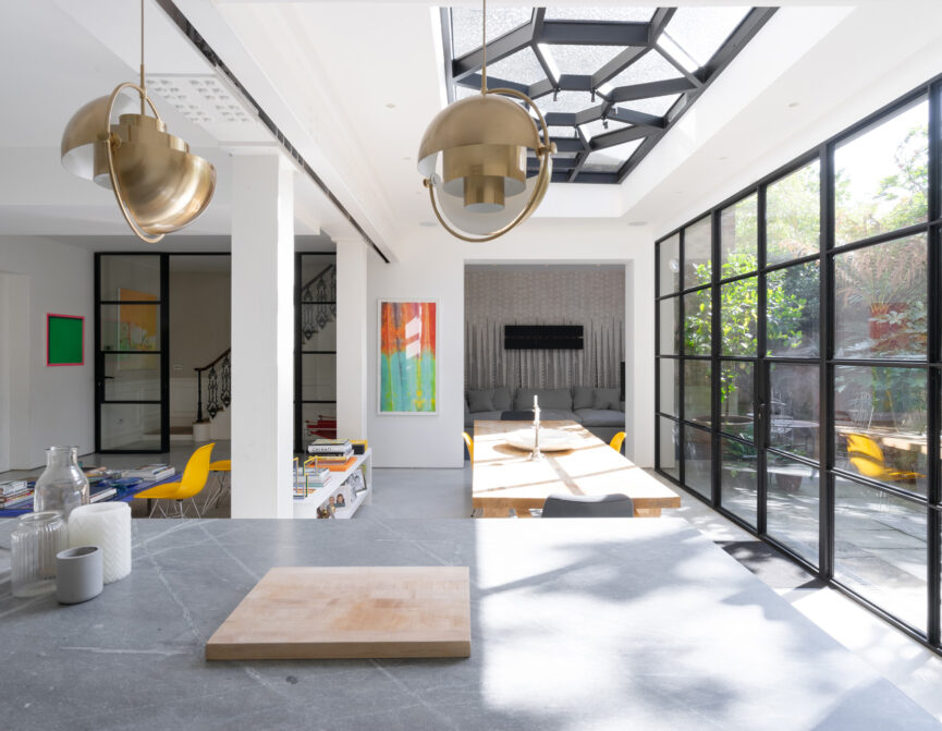 For Sale: Sunderland Terrace Notting Hill W11 Crittall Doors and modern kitchen dining room