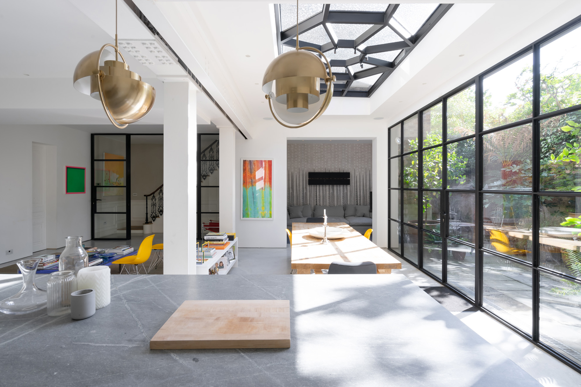 For Sale: Sunderland Terrace Notting Hill W11 Crittall Doors and modern kitchen dining room