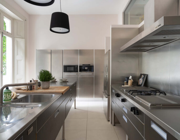For Sale: Linden Gardens Notting Hill W11 industrial kitchen with modern interior design