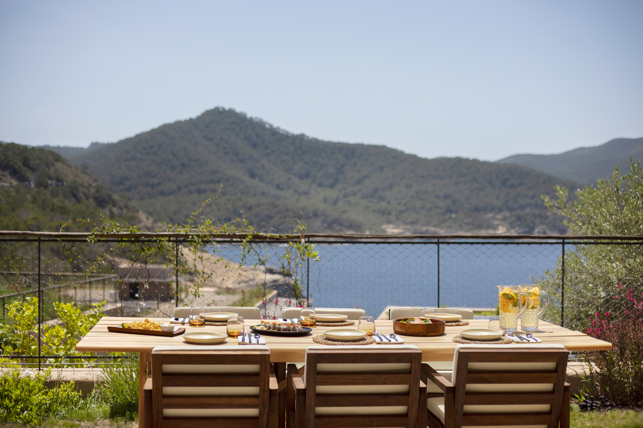 Dining terrace of a luxury rental villa in Ibiza
