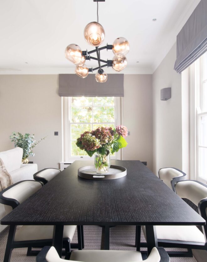 Contemporary dining room of a luxury apartment in Bayswater