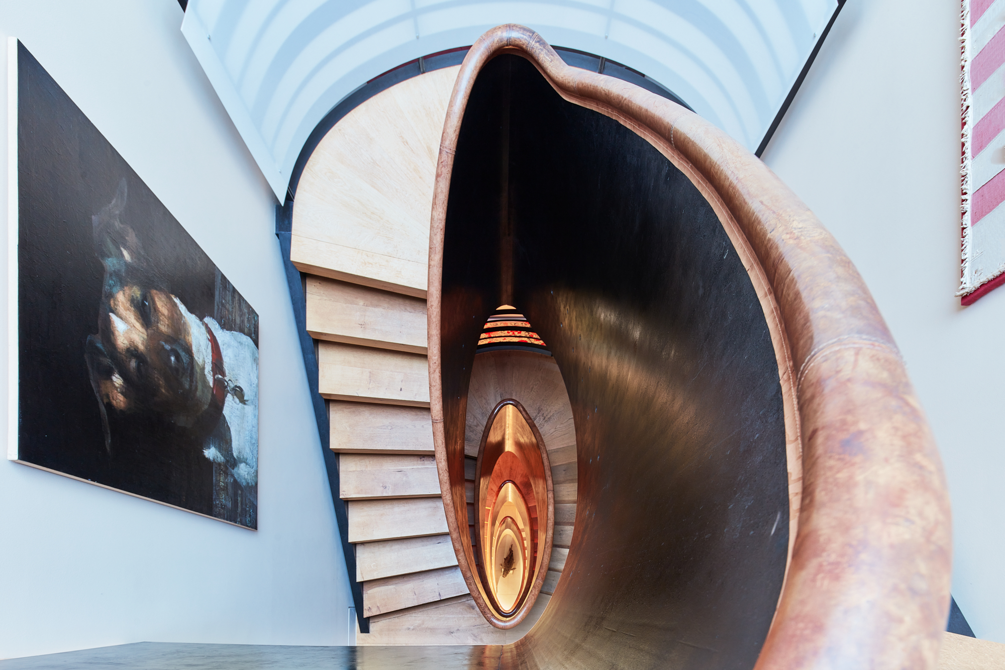 Sculptural staircase of a luxury townhouse in Notting Hill