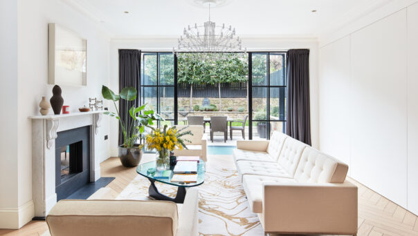 Design-forward living room of a West London home