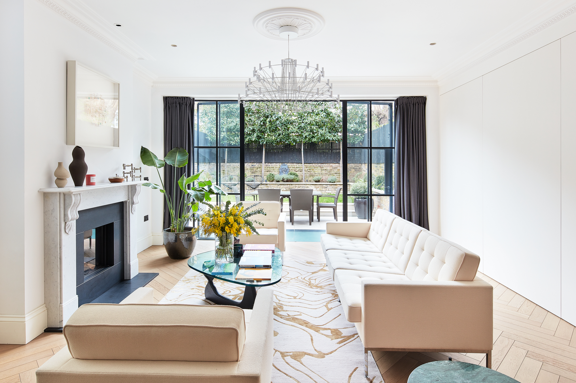 Design-forward living room of a West London home