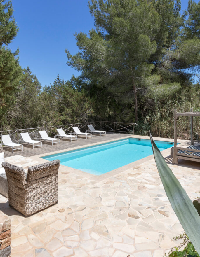 Pool of a luxury villa to buy in Ibiza