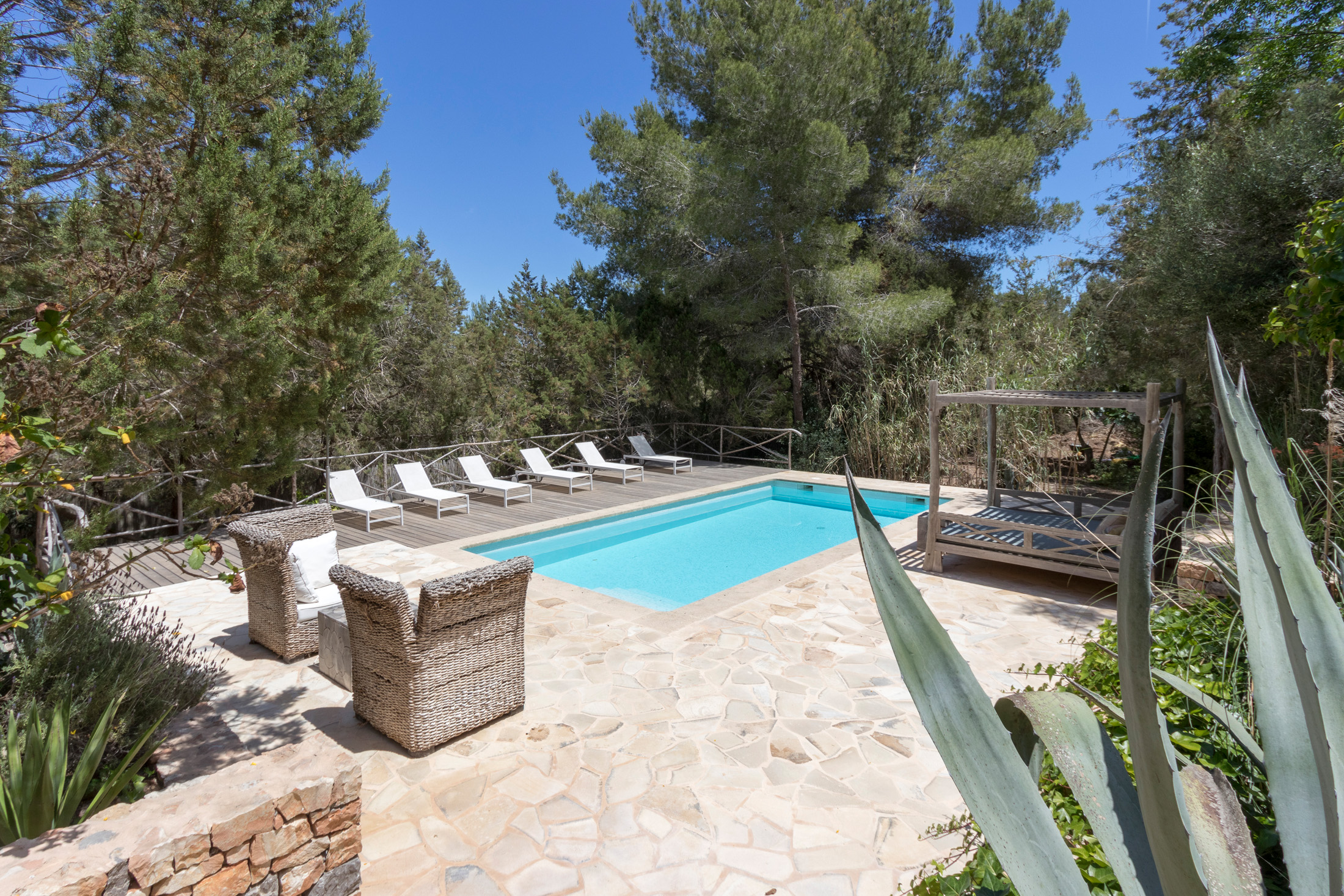 Pool of a luxury villa to buy in Ibiza