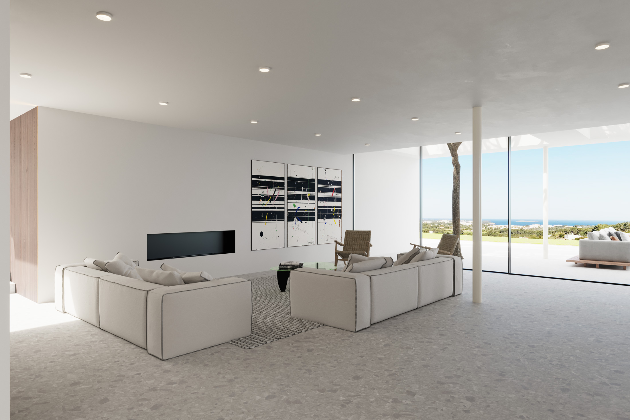 Interior render of a luxury villa to rent in Ibiza