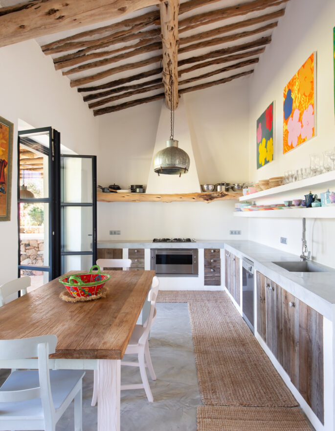 The design-led kitchen of an Ibiza villa