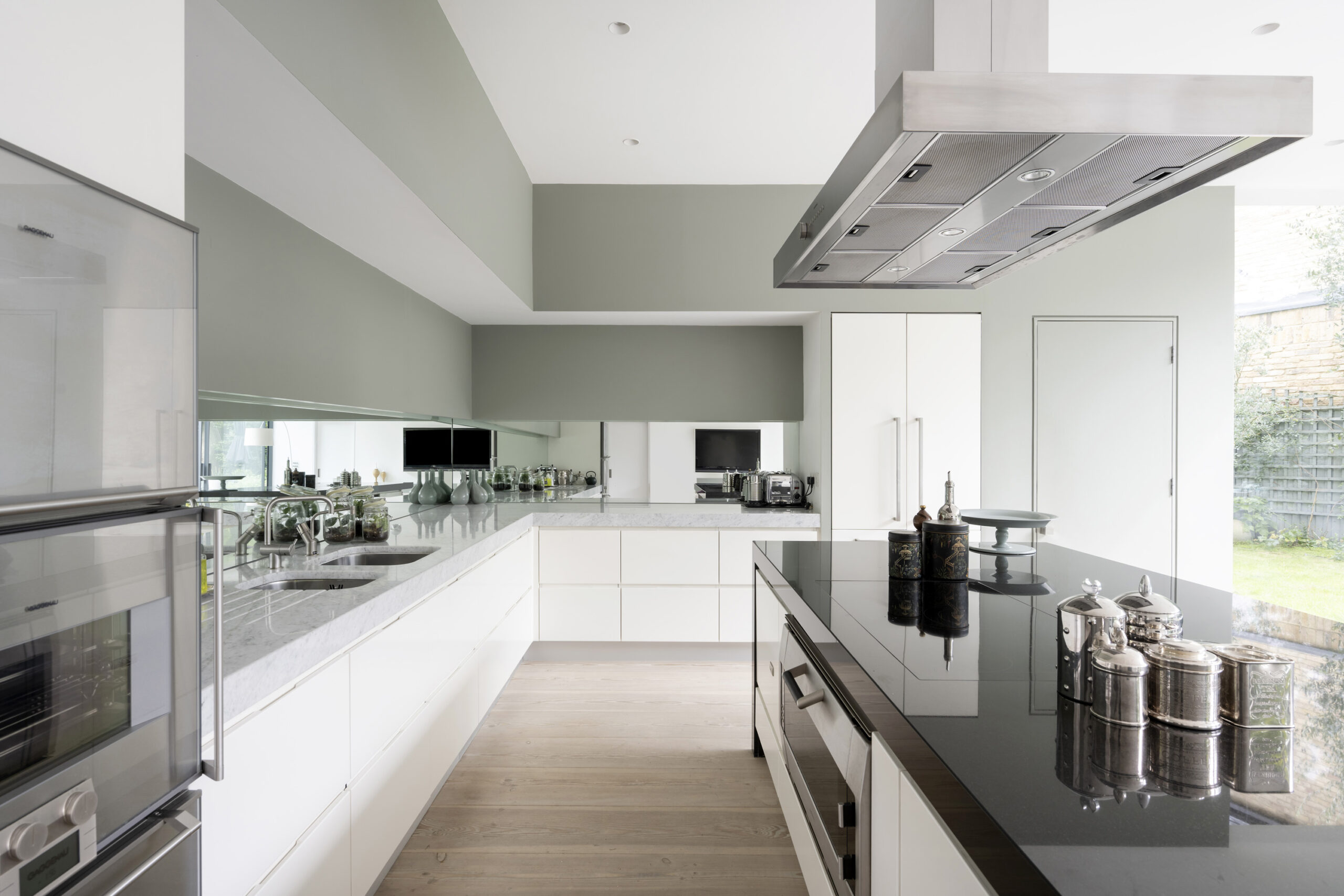 Bright modern kitchen of a house for sale in Chiswick