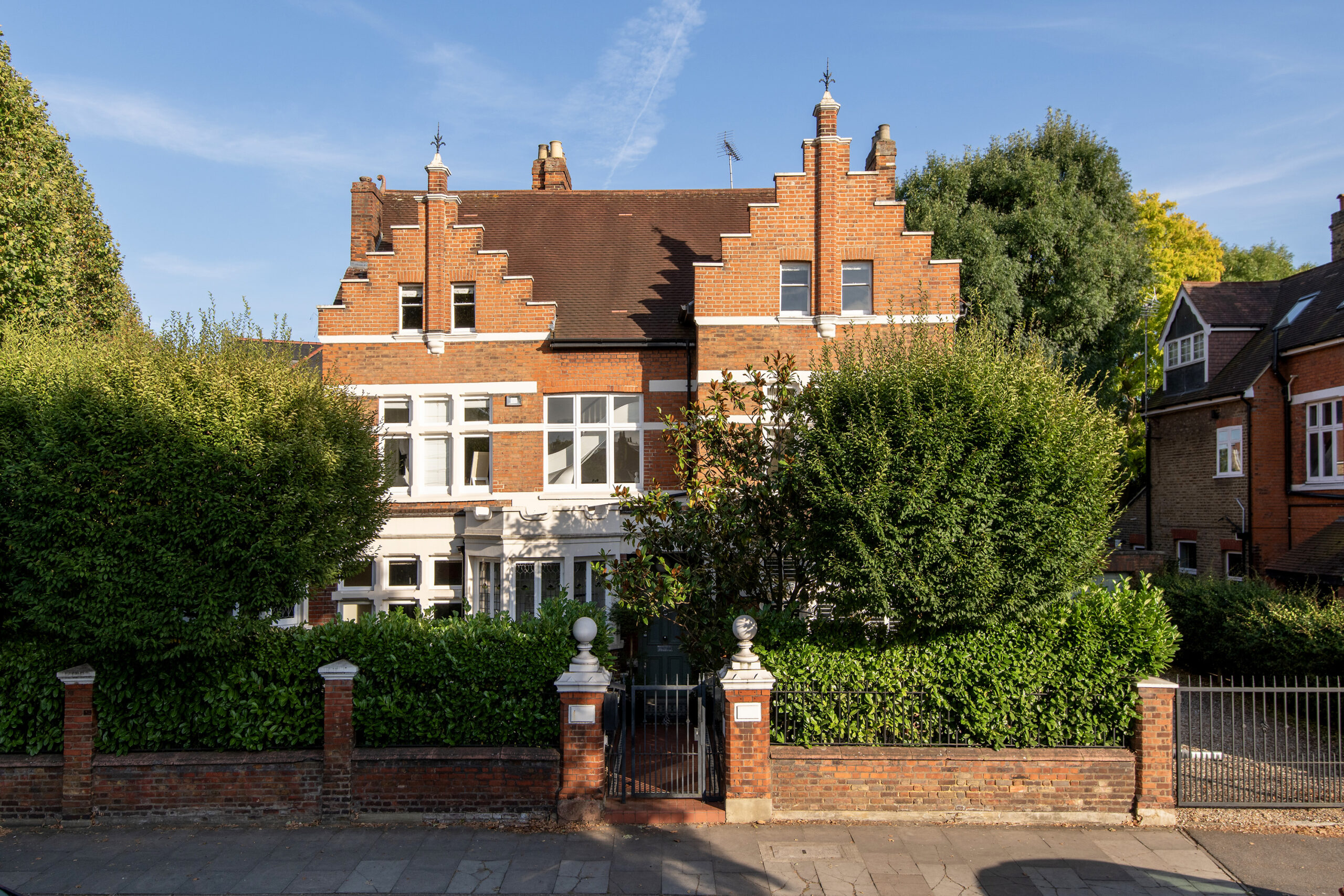 Red-brick exterior of luxury house for sale in Chiswick
