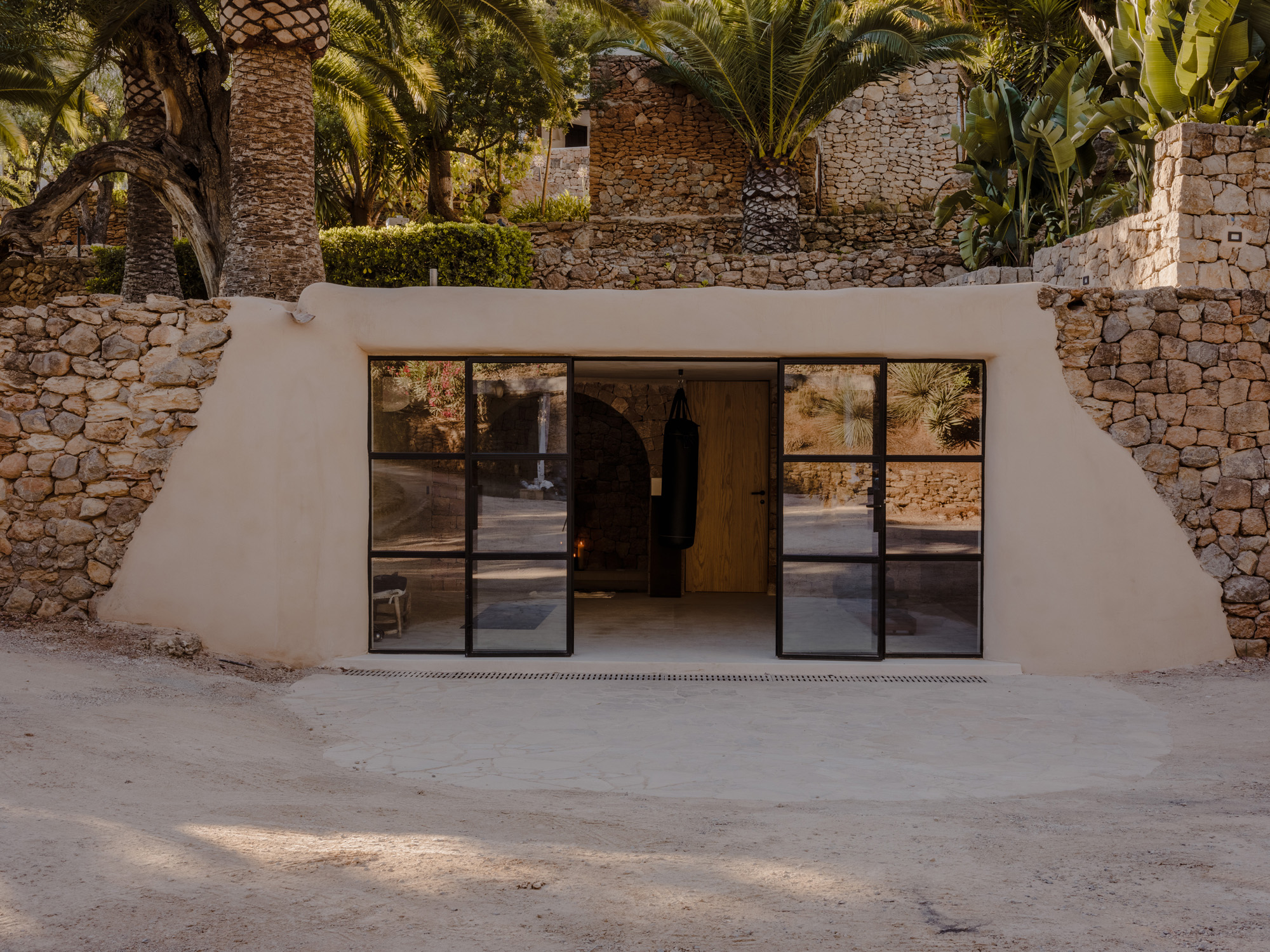 Finca Alma thermal spa and gym with Crittall doors