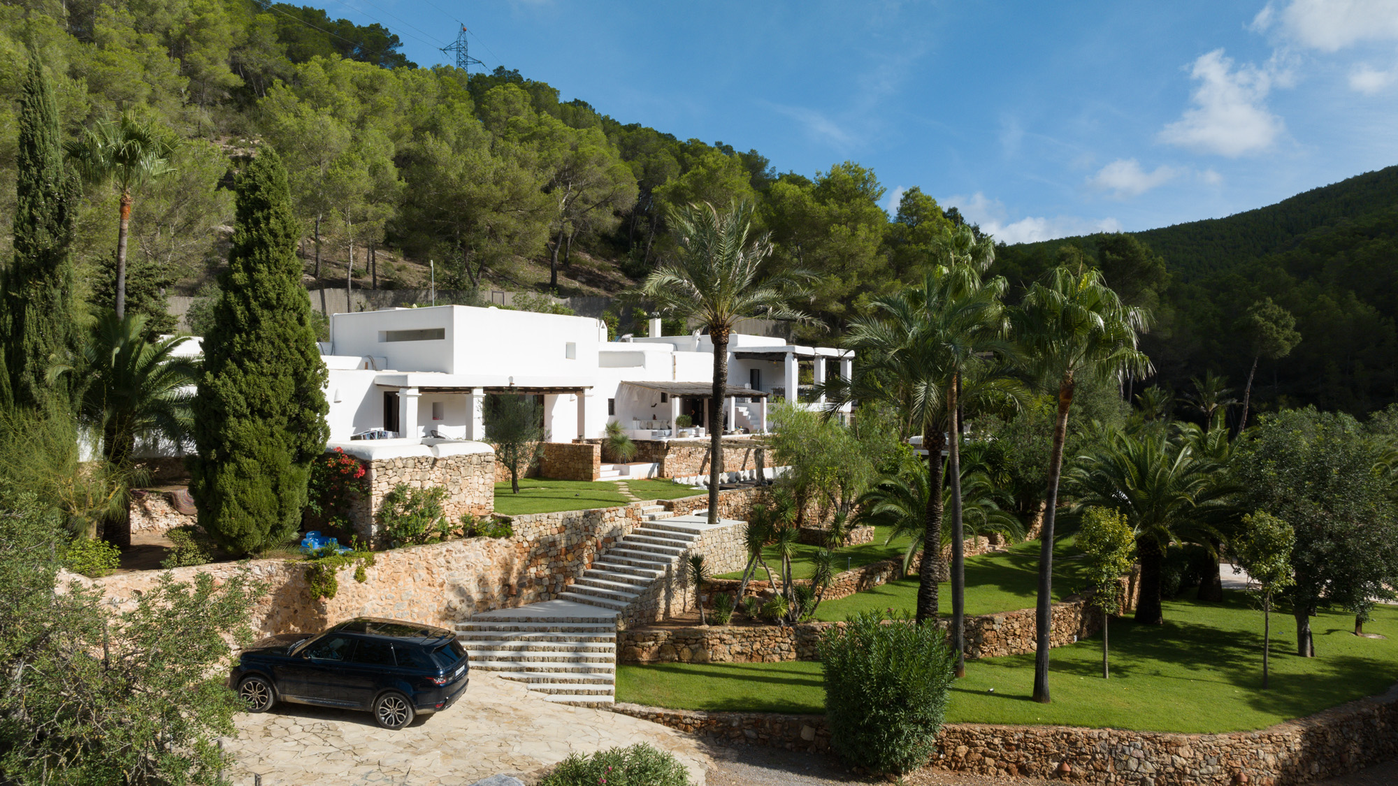 Drone view of Ibiza Finca and landscape