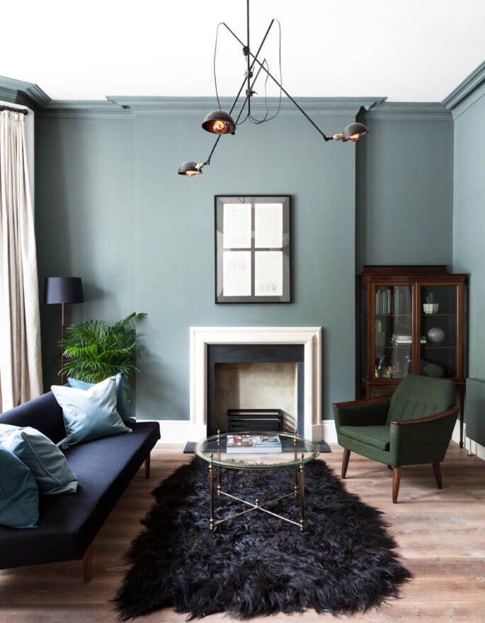 For Sale Aldridge Road Villas W11 Contemporary living room with blue walls