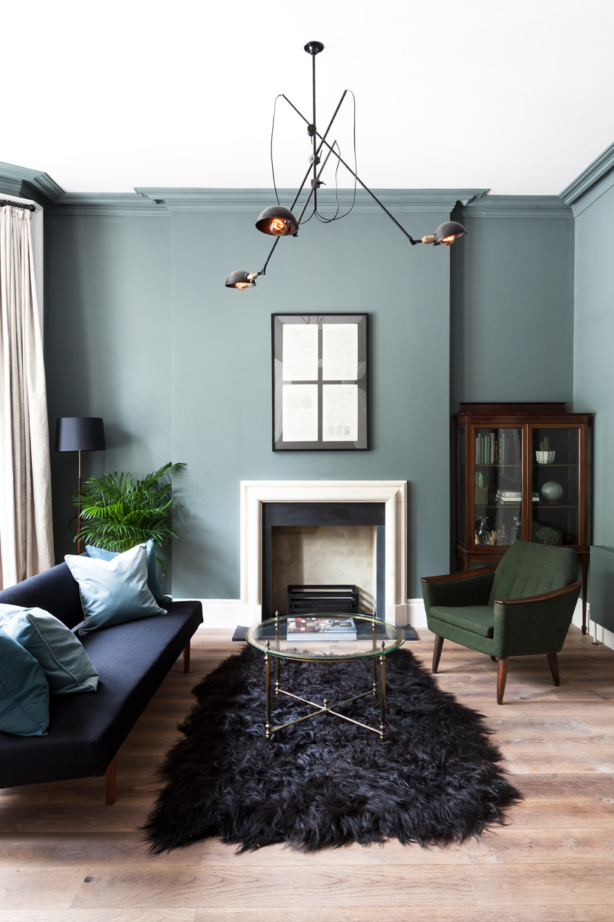 For Sale Aldridge Road Villas W11 Contemporary living room with blue walls