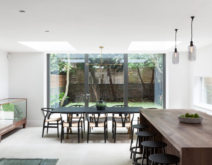 For Sale Aldridge Road Villas W11 Contemporary dining room and glass doors to the garden