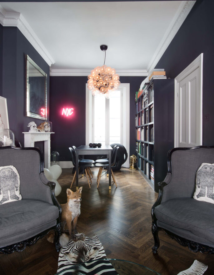 For Rent: Portland Road Notting Hill W11 monochrome interior design in reception room