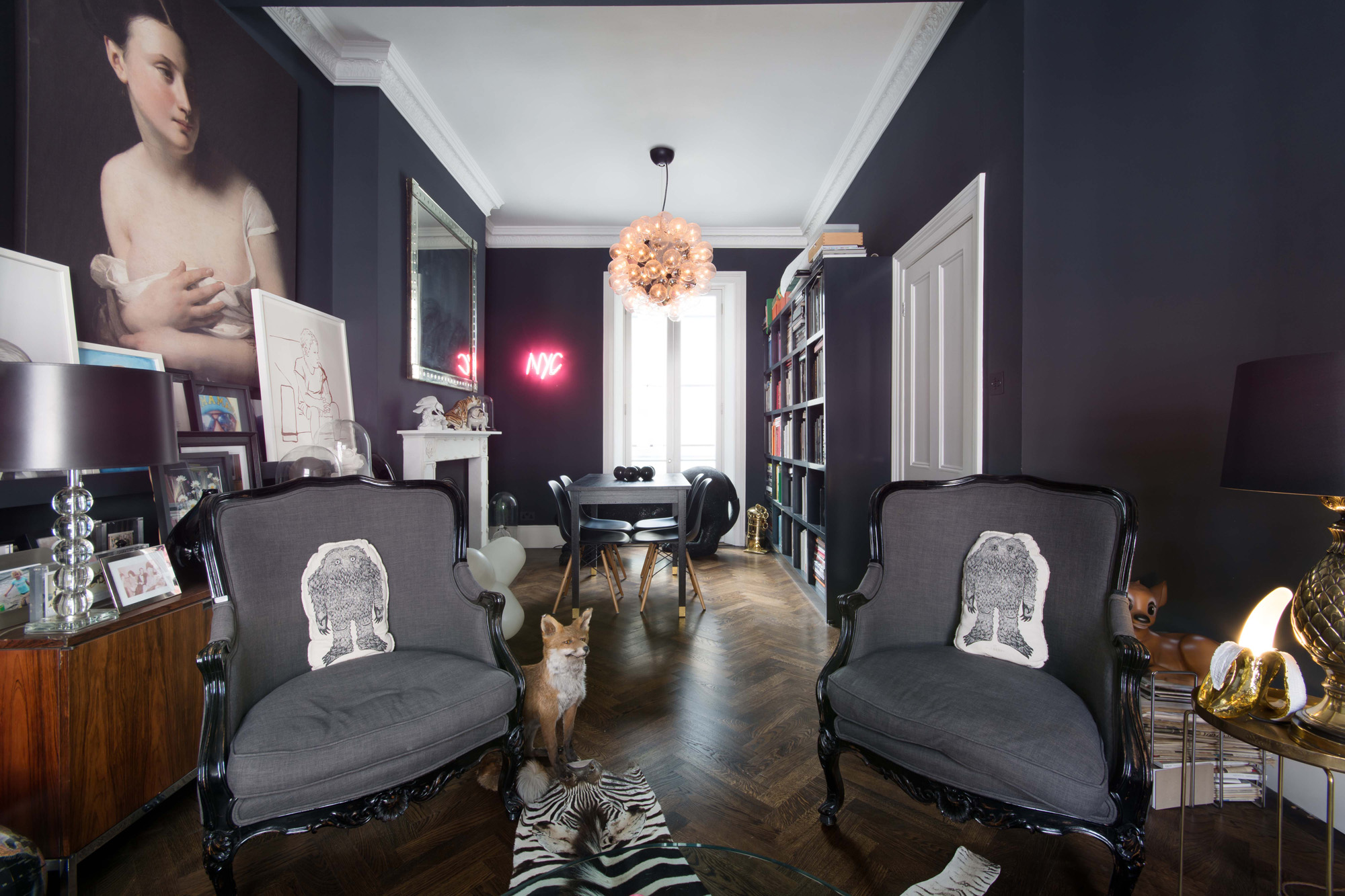 For Rent: Portland Road Notting Hill W11 monochrome interior design in reception room