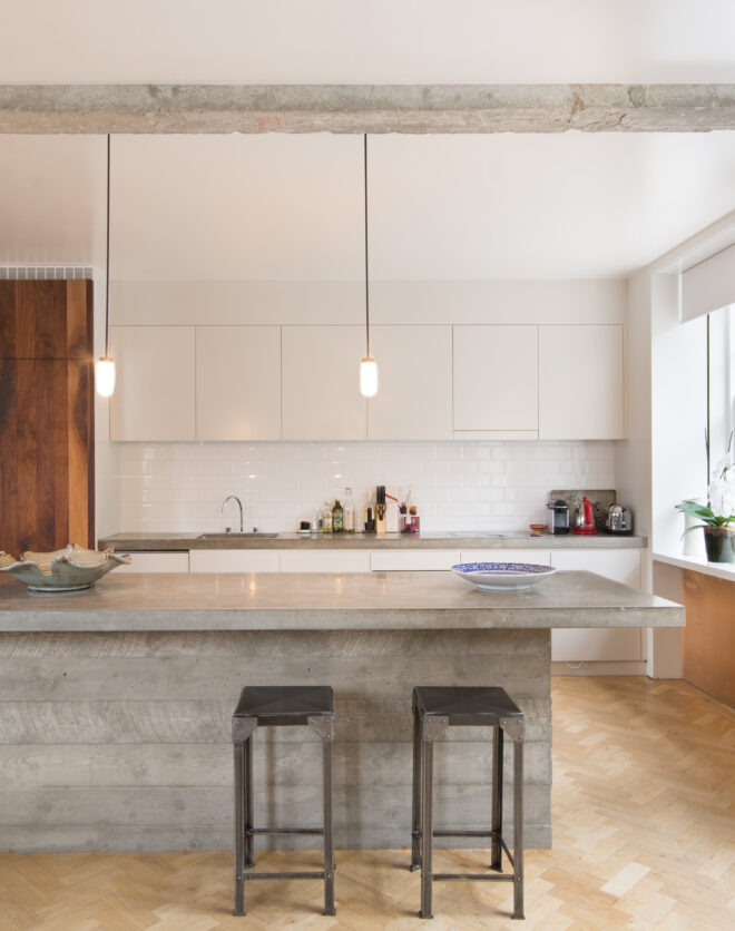 Feilden Fowles architect designed kitchen and living area in Bayswater Notting Hill
