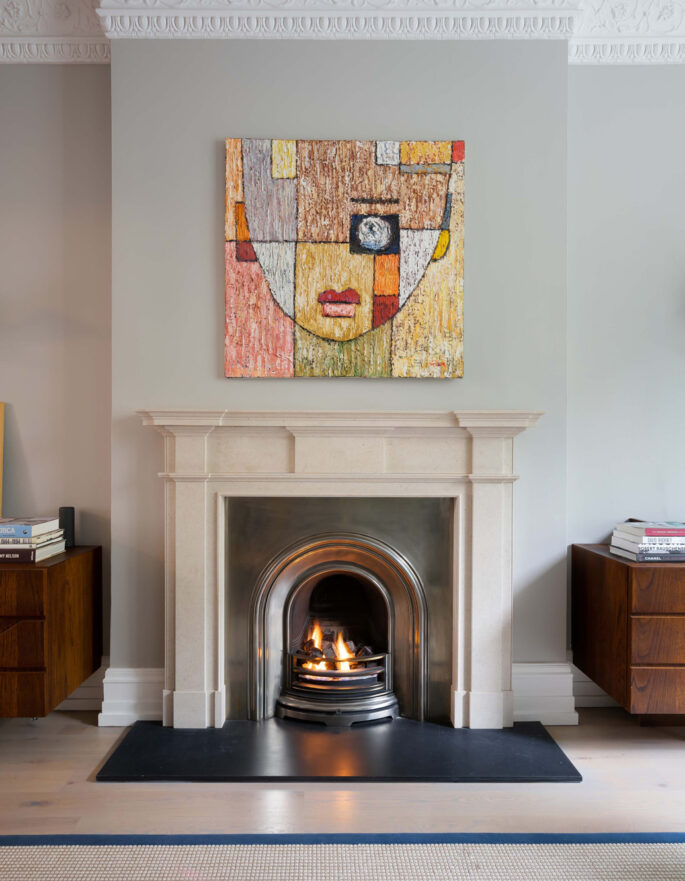 For Rent: Sunderland Terrace Notting Hill W2 Contemporary reception room with marble fireplace