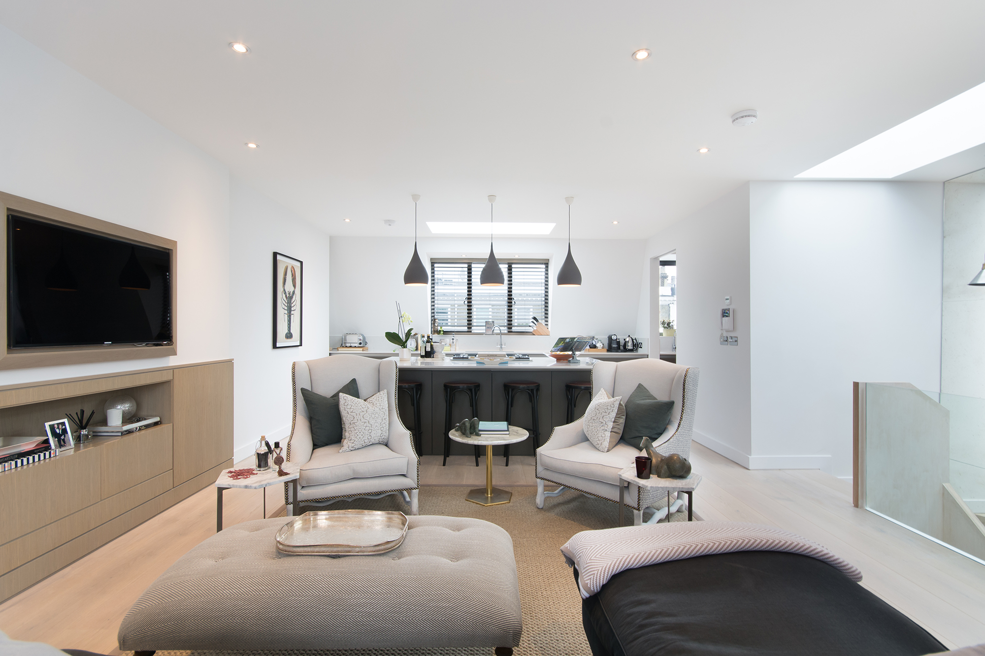 For Sale: Elsham Road Holland Park W11 contemporary kitchen and living room