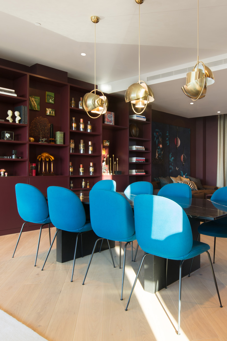 For Sale: BBC Television Centre luxury penthouse apartment in Shepherd's Bush W12 colourful dining room