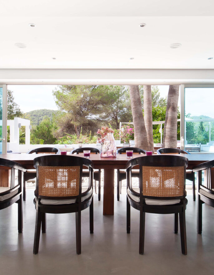 Dining area of a private vila in Ibiza