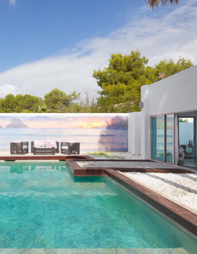 The pool of a rental villa in Ibiza