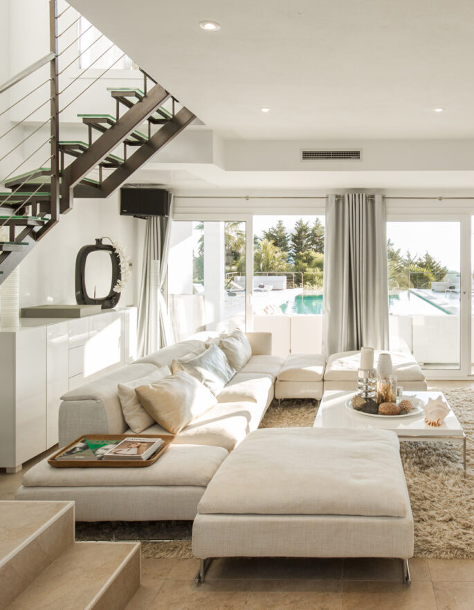 Modern interior of an Ibiza rental villa