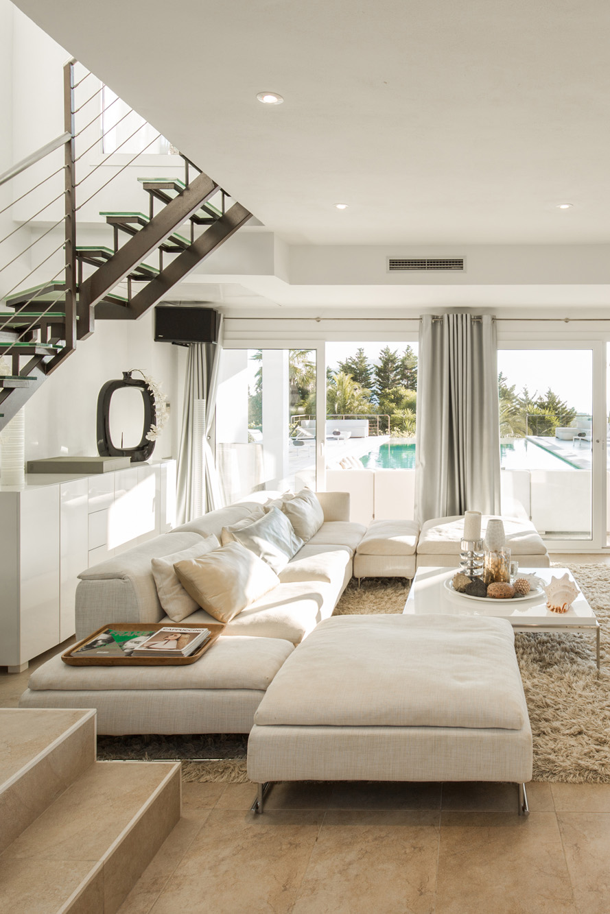Modern interior of an Ibiza rental villa