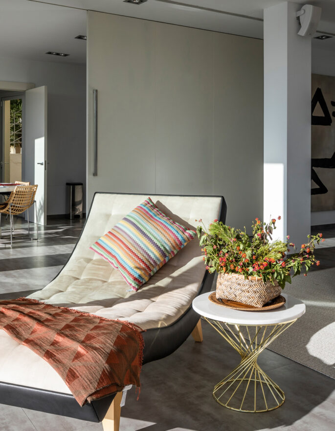 Accents pop against neutral tones in a design-forward villa in Ibiza