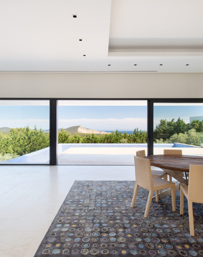 Minimalistic reception room of a luxury villa for sale in Ibiza