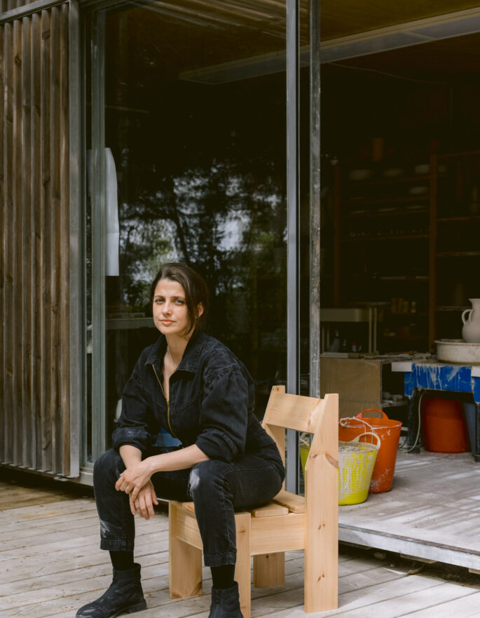 Laura De Grinyo founder of Ladio Ceramics outside her studio in Ibiza