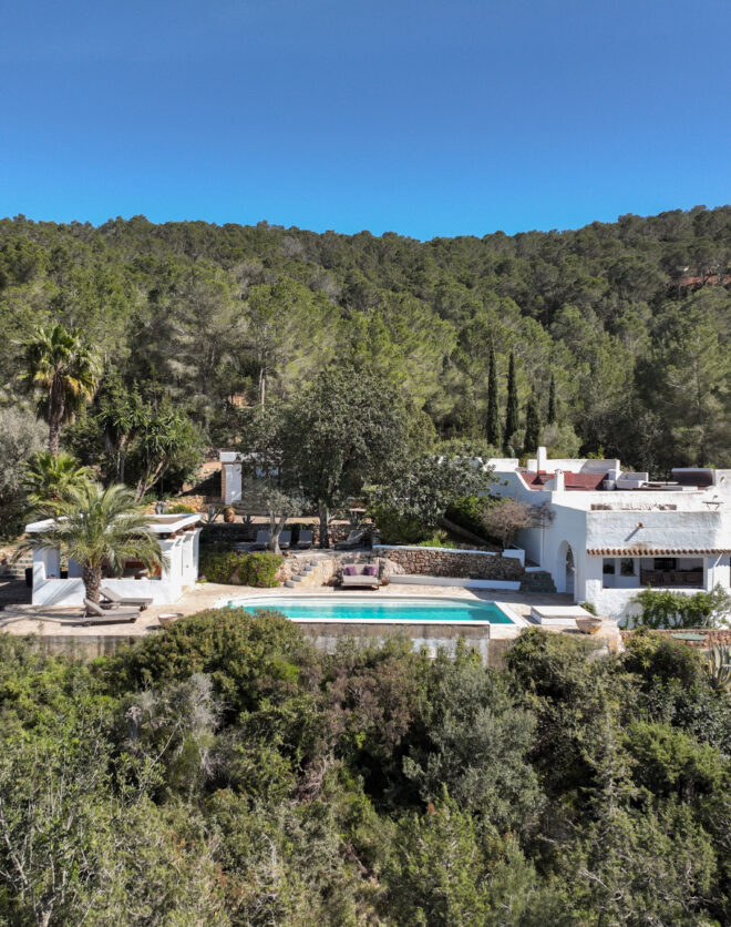 Vista de dron de la Finca La Bella Vita Ibiza Villa