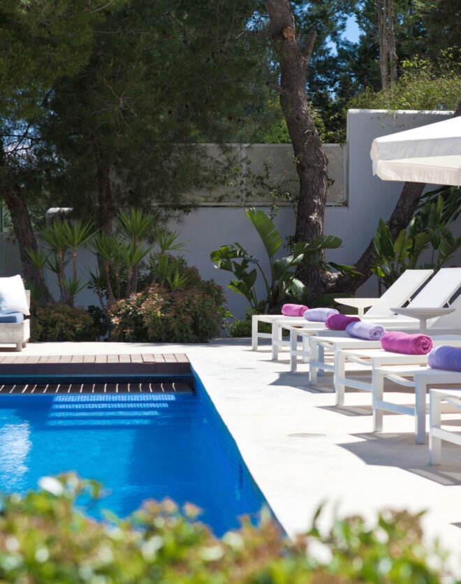 Swimming pool at a luxury rental villa in Ibiza