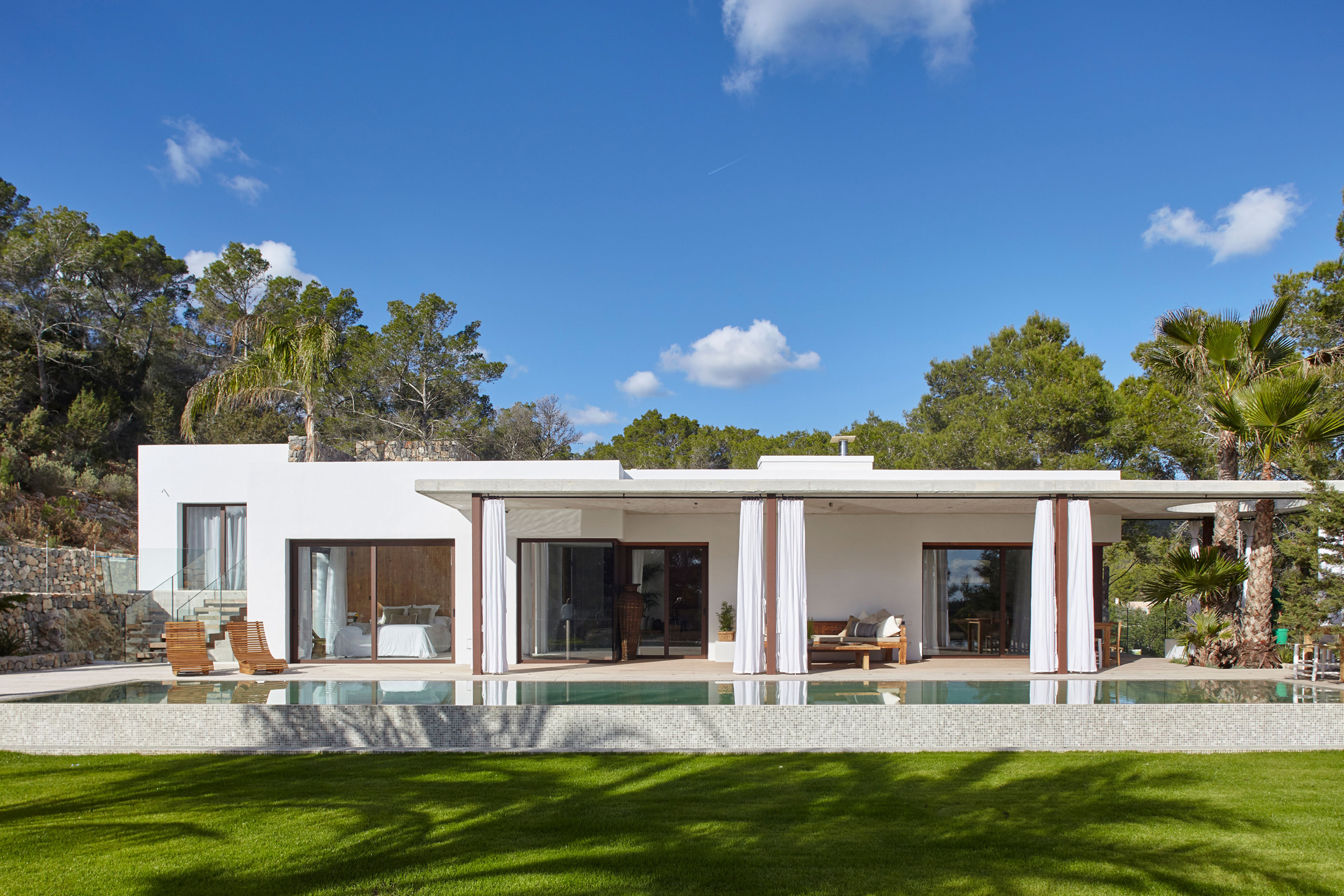 Exterior view of a contemporary villa for sale in Ibiza