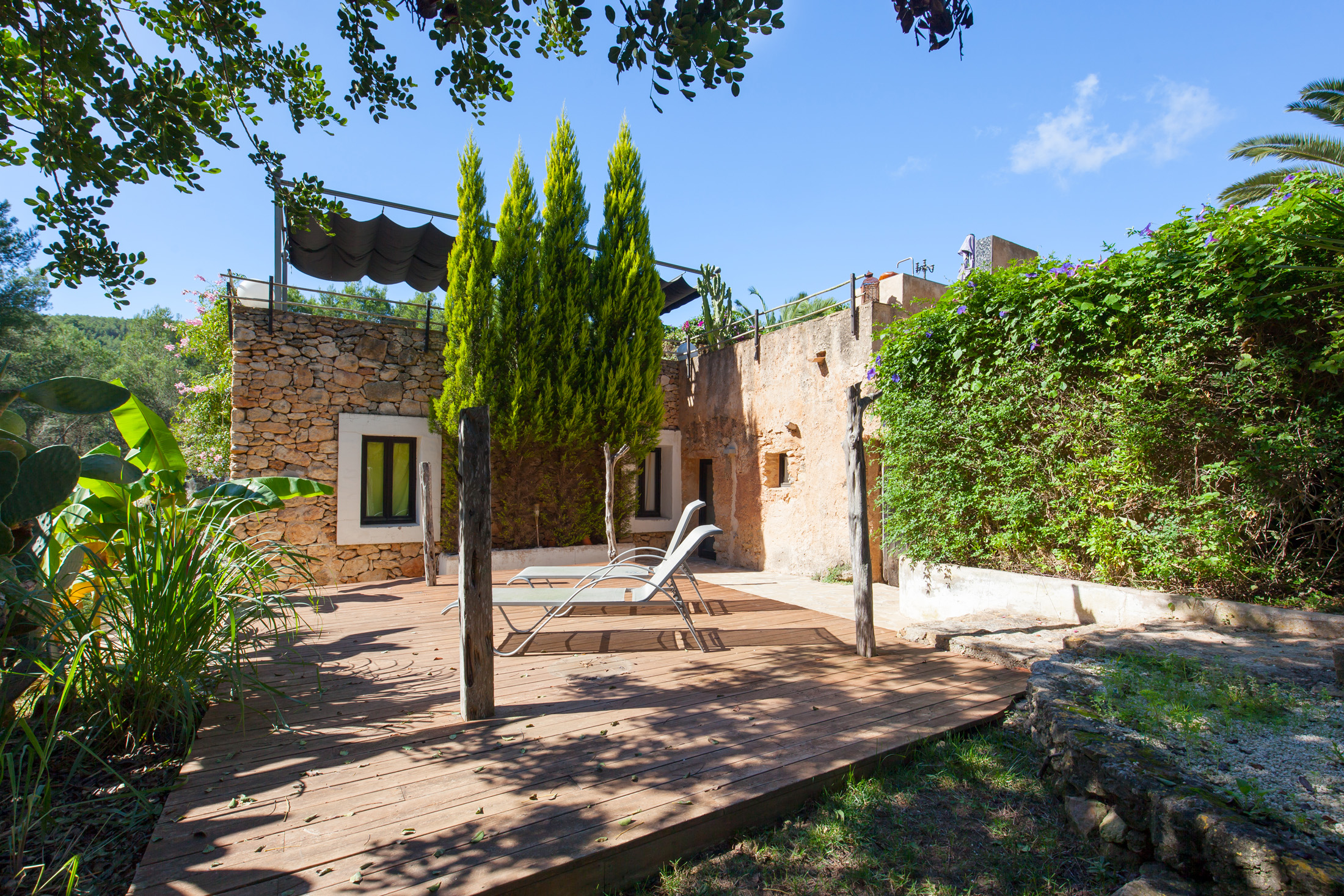 Exterior view of a rustic finca for sale in Ibiza
