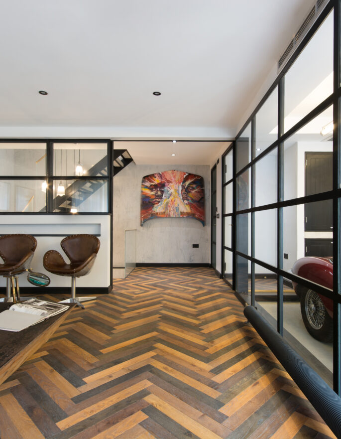 For Sale: Leinster Mews Notting Hill W11 car garage and parquet floors