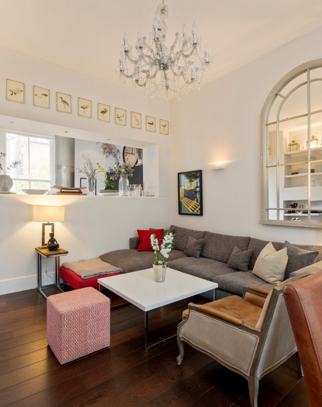 For Sale: Bassett Road North Kensington W10 reception room with contemporary furniture