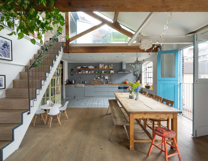 For Sale: Leighton Place Kentish Town NW5 loft style kitchen and dining room