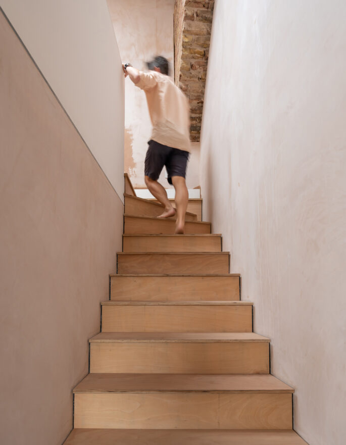 Felix von Bechtolsheim wood staircase to mezzanine level