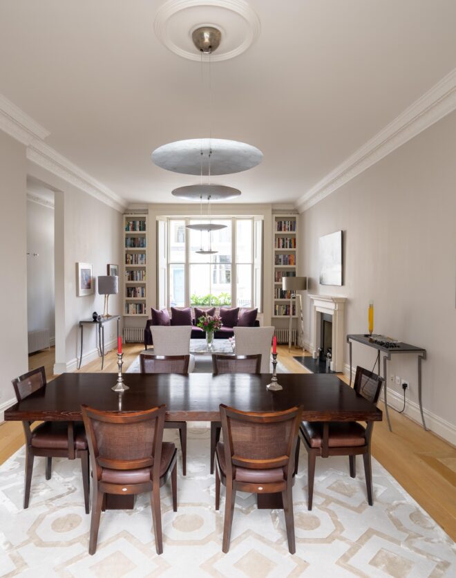Luxury dining room of a three-bedroom maisonette in Notting Hill