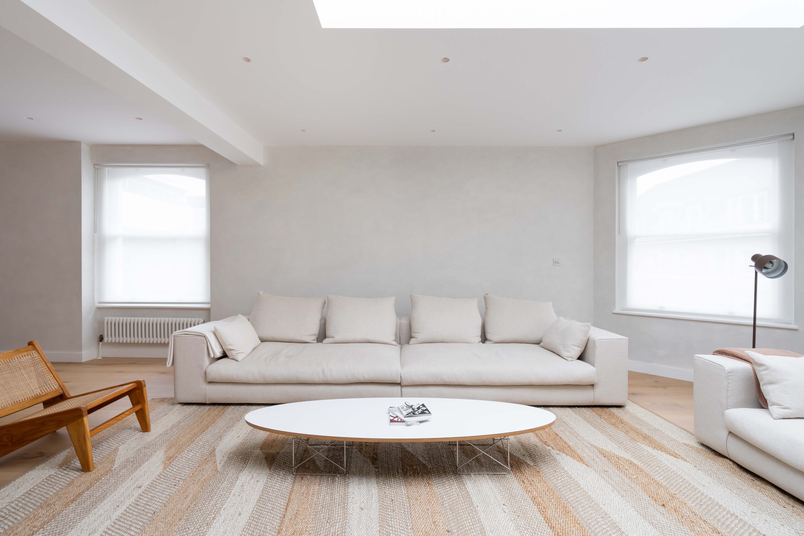 For Sale: Westbourne Grove Notting Hill W11 living room with Scandi interior design and skylights