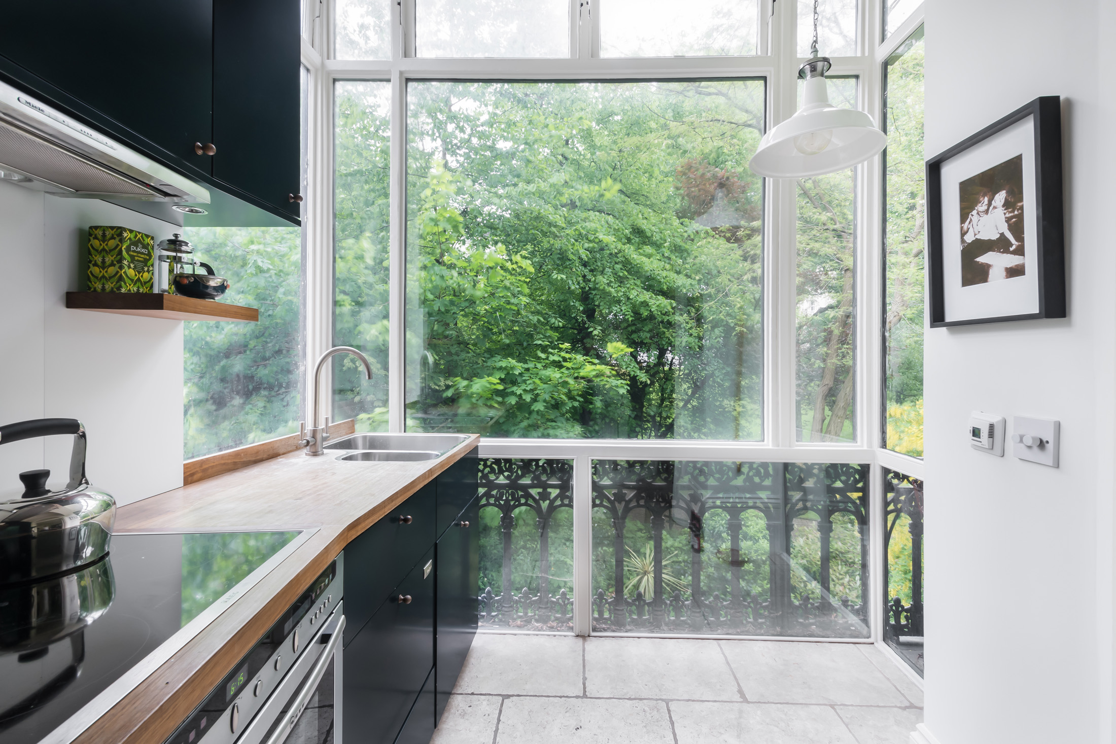 For Rent: Ladbroke Gardens Notting Hill W11 glass windows in modern kitchen
