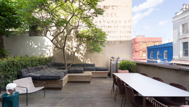 For Sale: Chepstow Villas Notting Hill W11 roof terrace with historic mural