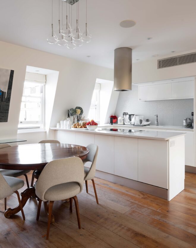For Sale: Colville Terrace Notting Hill W11 contemporary kitchen and wood floors